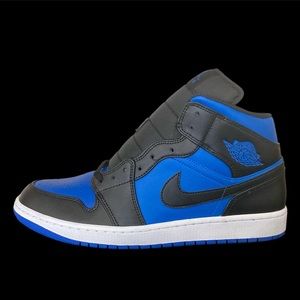 NIKE JORDAN 1 MID BLACK ROYAL BLUE MEN SHOE